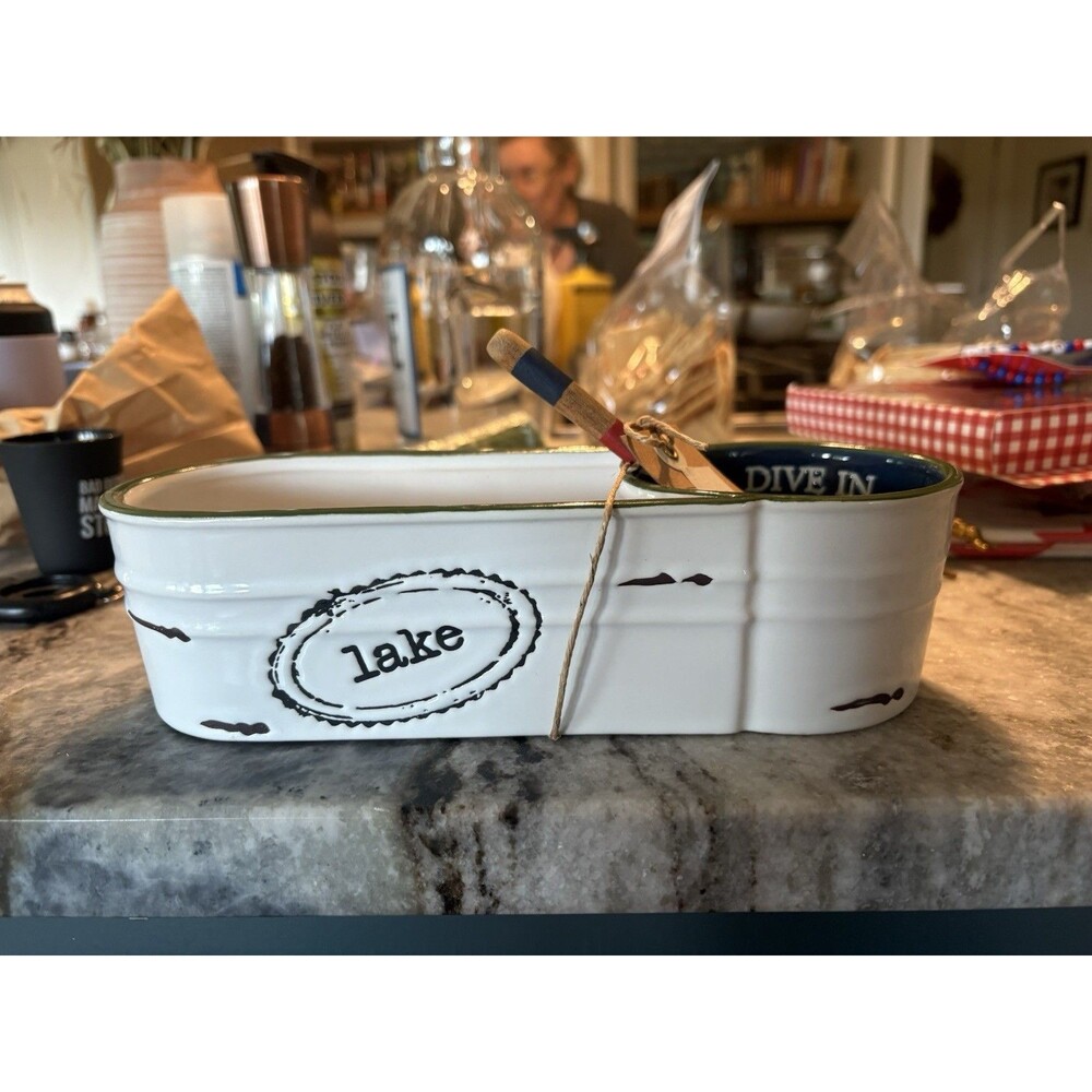 NEW Mud Pie Lake Ceramic Ramekin Set- 1 Ramekin/Oar Serving Piece
